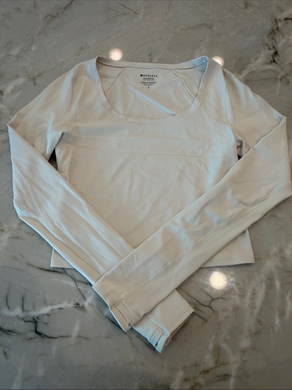 Athleta Scoop Neck Long Sleeve Top in Light Cream